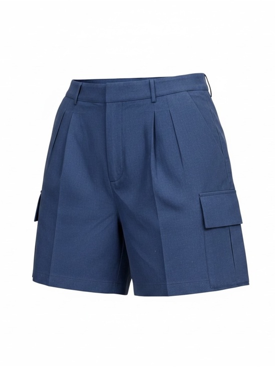 Commense Pants - COMMENSE Women’s L Navy Pleated Cargo Shorts High Rise Utility NWOT